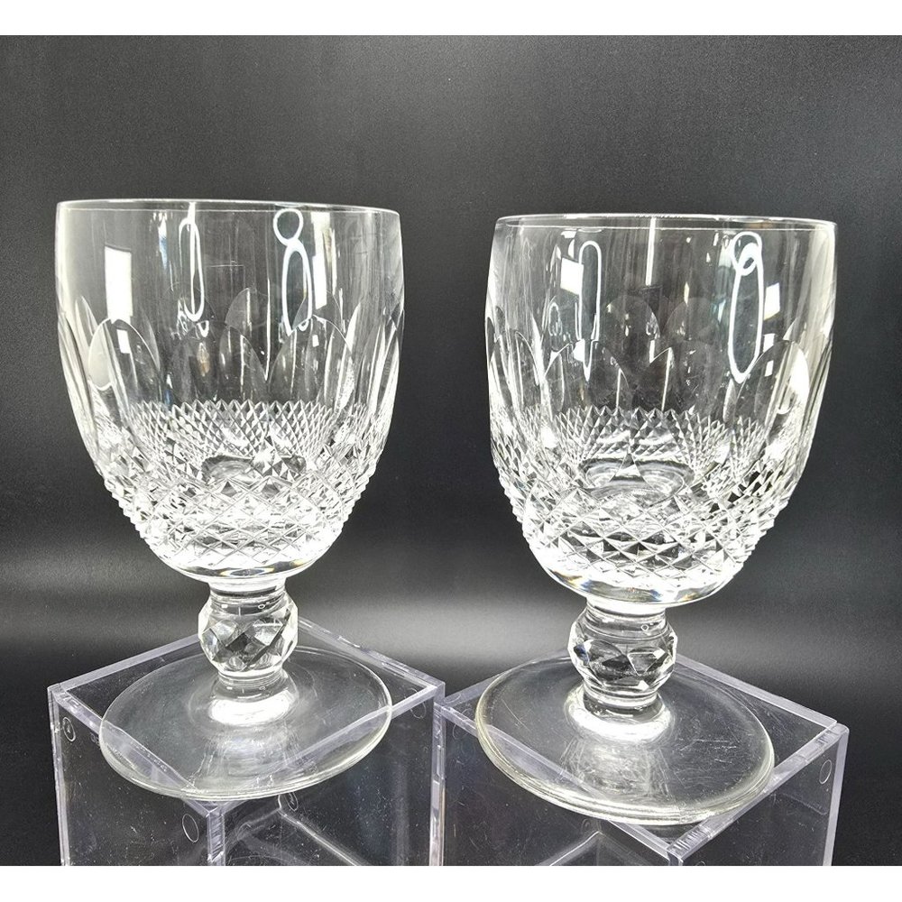 Waterford Colleen Crystal Water Goblets Vintage Glass Stemware Set of 2 JJ3810